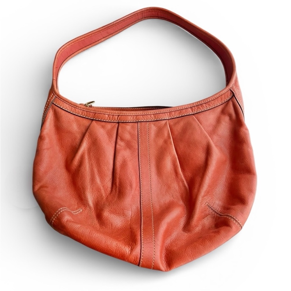Coach Ergo Hobo Bag Style 12235 Orange Leather Shoulder Bag Y2K Slouch Purse